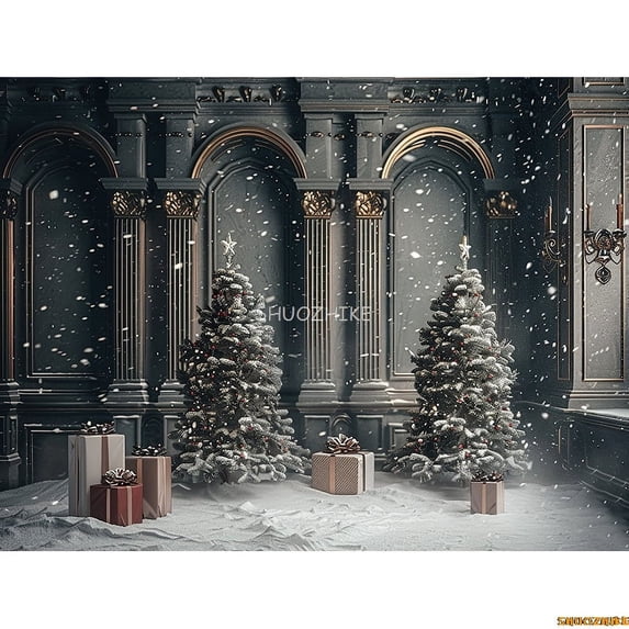 New Year Christmas Day Digital Photography Backdrop Prop Fireplace Winter Living Room Gift Holiday Photo Studio Background RS-21