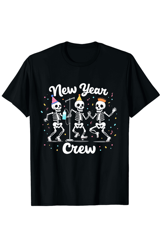 New Year Crew Skeleton Nurse Crew ER ICU New Year Eve Party Graphic Tee T-Shirt for Men Women