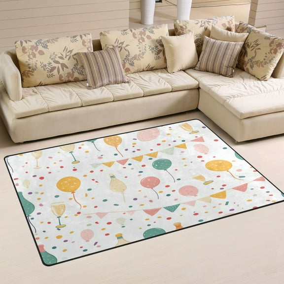New Year Decoration Elements Soft Polyester Area Rug 31''x20'', Non Slip, Memory Foam, Water Absorbent