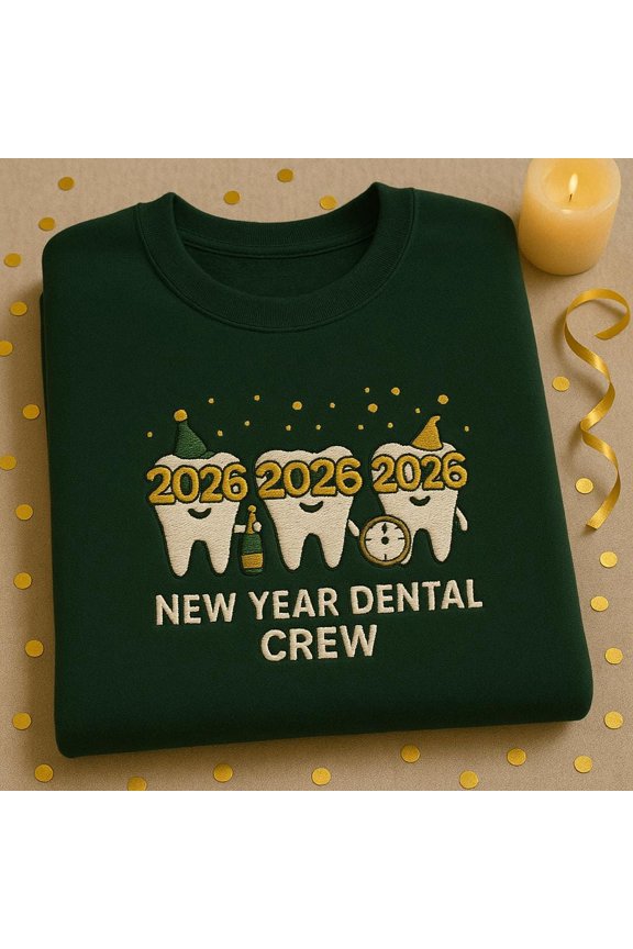 New Year Dental Crew 2026 Embroidered Sweatshirt, Dentist Party Shirt, Hygienist Gift, Dental Office Holiday Jumper