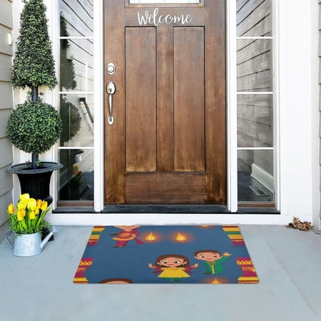 New Year Design Children Versatile Absorbent Door Mat, Non-Slip, Easy to Clean 32''x20''