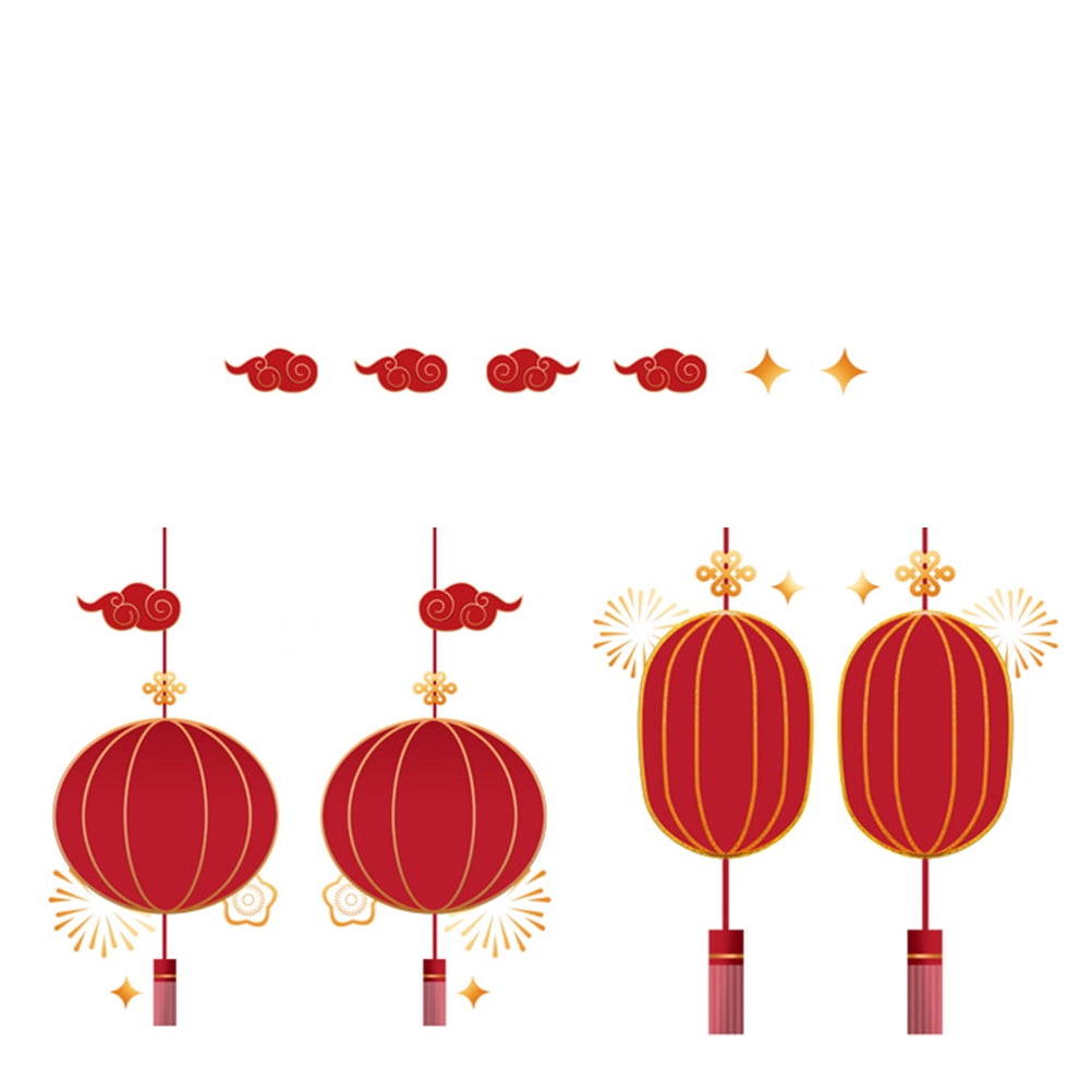 New Year Door Decoration Home Décor Chinese Lantern Stickers Style