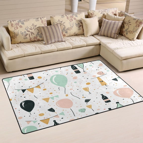 New Year Element Decoration Soft Polyester Area Rug 31''x20'', Non Slip, Memory Foam, Water Absorbent
