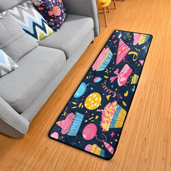 New Year Element Elegant Area Rug 72" x 24" Non-Slip Polyester with Cotton Padding
