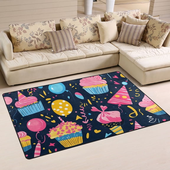 New Year Element Soft Polyester Area Rug 31''x20'', Non Slip, Memory Foam, Water Absorbent