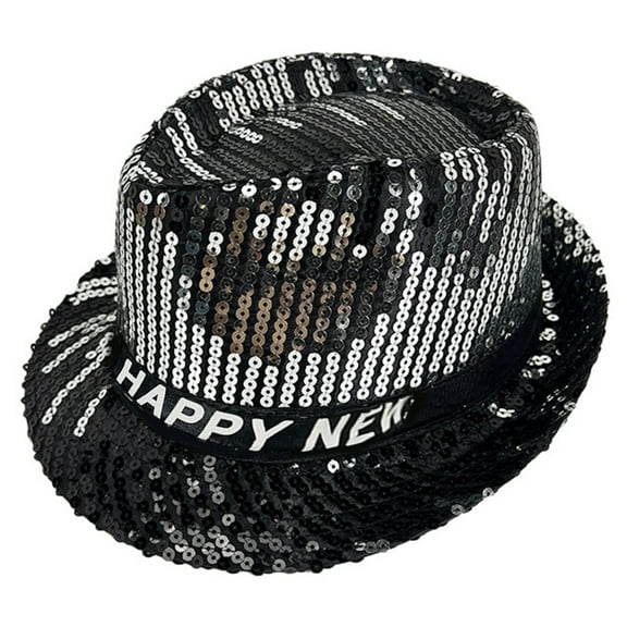 New Year Eve Gentleman Hat Jazzy Hat Unisex Sequins Hat Dancing Hat for Adult