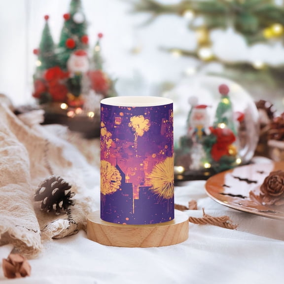 New Year Fireworks Set of 2 Flameless LED Candles Remote and Timer Indoor Outdoor