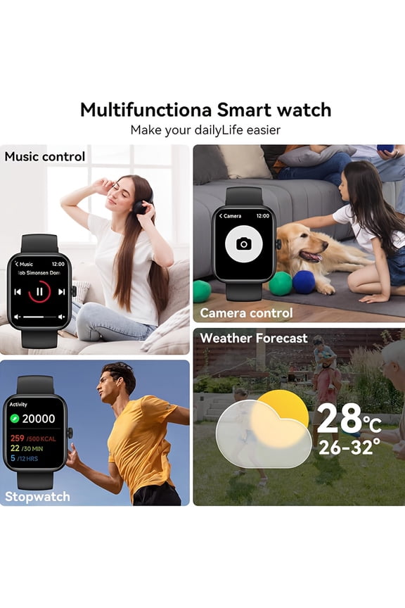 [New Year Gift] 1.85" HD smart Watch with Wireless 5.3, Magnetic Charging, 100+ Sports Modes, Call Accept/Reject, Music CONTROL, Unisex Smartwatch for Men & Women, 5610 Processor, Multi-Watch