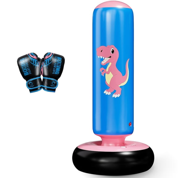 New Year Gifts Inflatable Punching Bag, 48 Inch Stable Inflatable Boxing Bag, Dinosaur - Shaped & Gifts, Boxing Set for Practicing Karate, Taekwondo, Punching Bag with Gloves