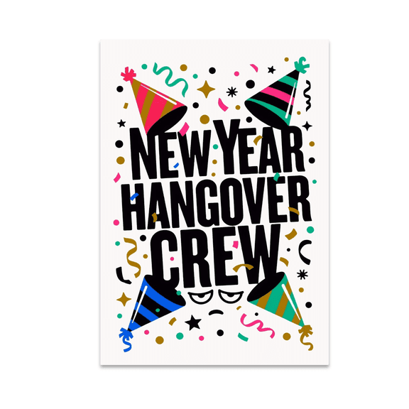 New Year Hangover Crew Poster - Party Humor Enthusiast - 13x19 Poster Print