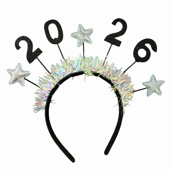 New Year Headband 2026 with Glitter Numbers And Star Decorations, Winter Christmas Party Hair Accessory for Women Girls, Comfortable Adjustable for Nye Celebrations, 1 Headband