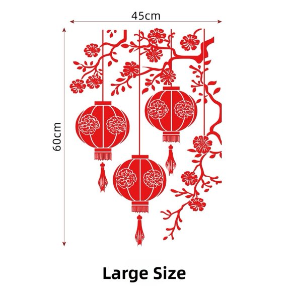 New Year Lantern Static Sticker Large 45x60cm Nordic Style PVC Electrostatic