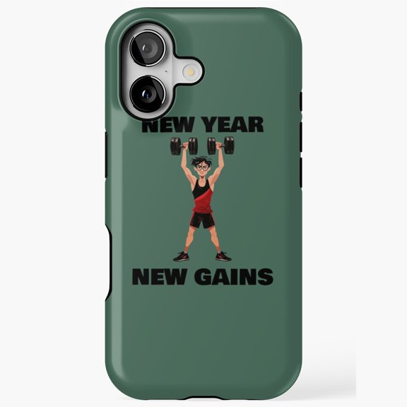 New Year New Gains Fitness Gym Art Phone Case 17 16 15 14 13 12 11 Pro Max