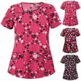 thumbnail image 1 of New Year New You! Snorda Womens Nursing Scrub Tops Valentine's Day Love Heart Printed Working Uniform Short Sleeve V-Neck Workwear Blouse T-shirt with Pockets, 1 of 4