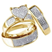 S.O.D. New Year New You snorda 3Pcs/Set NEW Jewelry Yellow Gold Filled Heart White Sapphire Wedding Ring Sz6-10 Valentine s Day Gift Gifts for Family