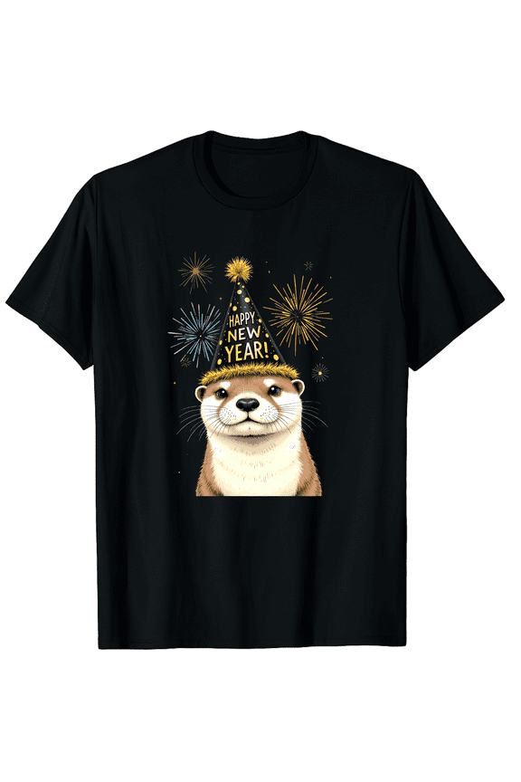 New Year Otter New Year's Eve Party Countdown Otter Lover Graphic Tee T-Shirt for Men Women