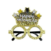 New Year Party Decoration Glasses Photo Props, Festive Glitter Design with New Year Elements Happy New Year Stars, Perfect for New Year's Eve Countdown Family Reunion