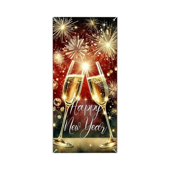 A New Year Party Door Banner Hanging Cloth Decoration For 2026 Holiday Festive Atmosphere Home Decor Backdrop Polyester Fabric 70.87X35.43 Inches 0.29Lb 1Pc