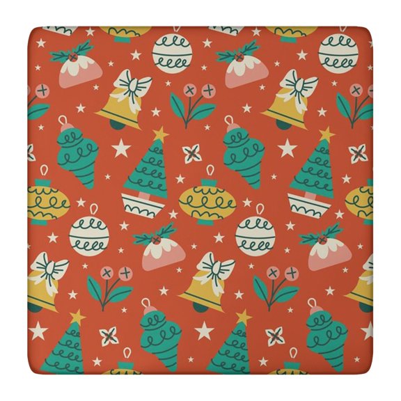New Year Party Table Cover 36x36 Square, Elastic Hem Christmas Pattern on Wrinkle-Free Spandex Fabric for Table Protection