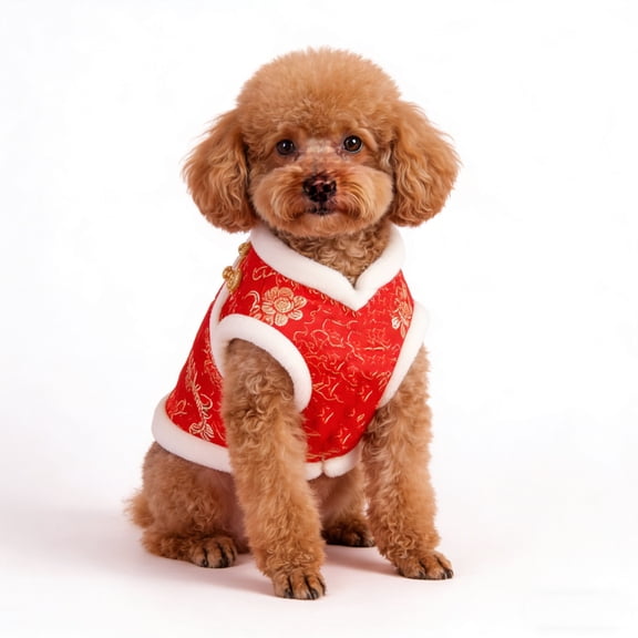 New Year Pet Clothing,Buttoned Coat,Vest,Christmas Costume,Teddy Bear,Small Dog,Puppy,Winter Wool Dog Coat Jacket.