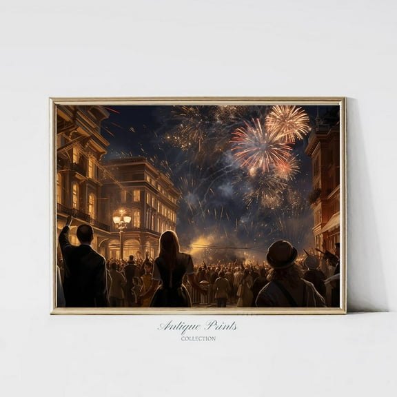 New Year Poster, Winter Wall Art, Year End Party Decor, Fireworks, New Year Wall Art,, Unframed Poster Size 16x24