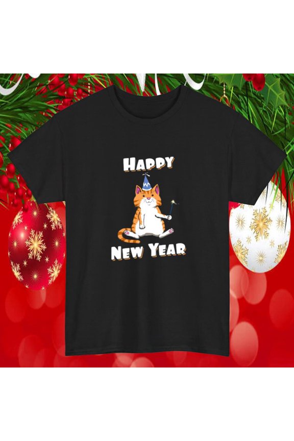New Year Quotes Happy New Year Cat Pun Humor Art Unisex T-Shirt, up to size 5XL