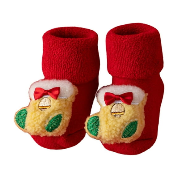 New Year Red Socks for Toddler - Baby Winter Socks Glue Dispensing Floor Socks Floor Crawling Socks(Color:Yellow,Size:0-1 Years)