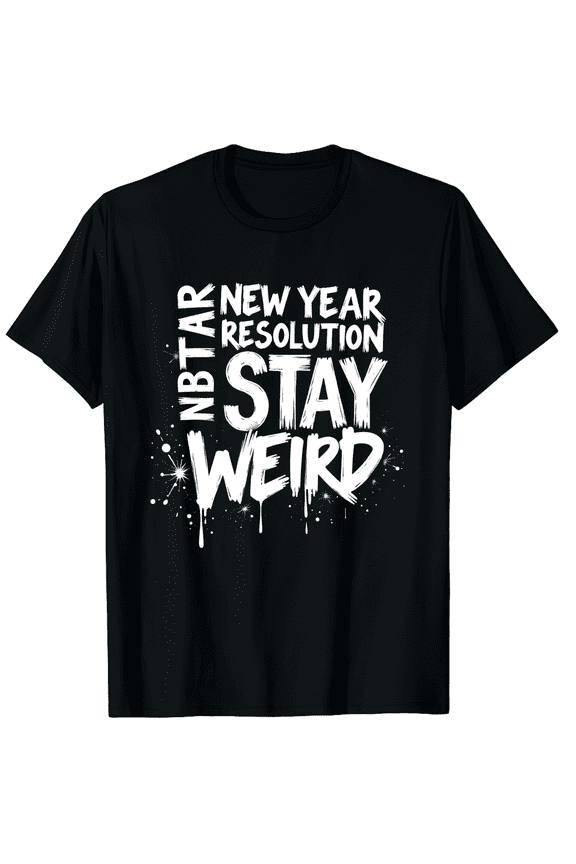 New Year Resolution Stay Weird Funny Sarcastic Humor NYE Tank Top Graphic Tee T-Shirt for Men Women