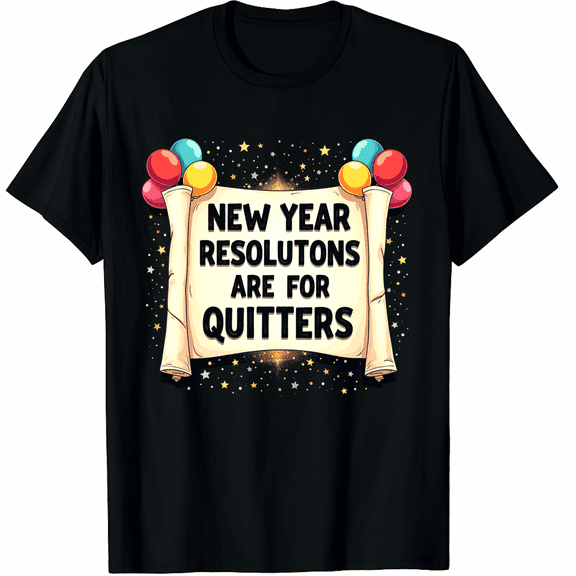 New Year Resolutions Are For Quitters Funny New Year's Eve Graphic Tee T-Shirt for Men Women