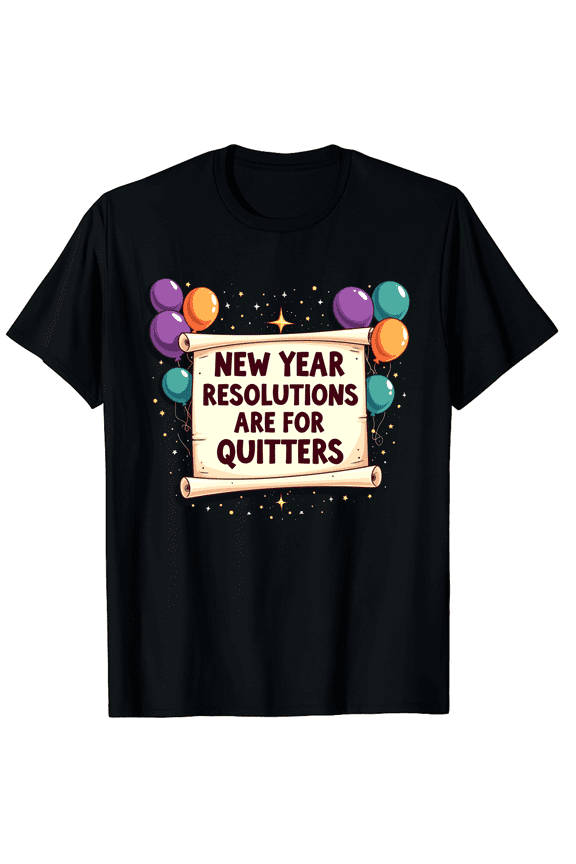New Year Resolutions Are For Quitters Funny New Year's Eve Graphic Tee T-Shirt for Men Women