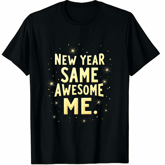 New Year Same Awesome Me Funny New Years Eve Party Graphic Tee T-Shirt for Men Women