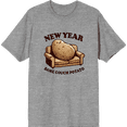 thumbnail image 1 of New Year Same Couch Potato Adult Heather Gray Crew Neck Short Sleeve Tee-3XL, 1 of 4