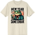 thumbnail image 1 of New Year Same Croak Adult Natural Crew Neck Short Sleeve Tee-Large, 1 of 2