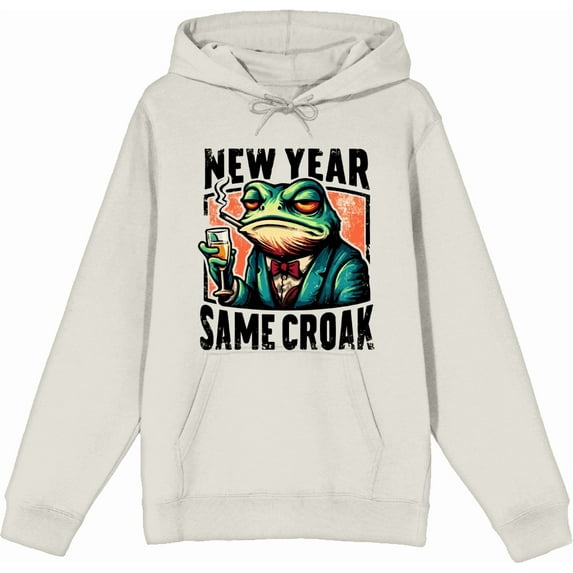 New Year Same Croak Adult Sand Long Sleeve Hoodie-Small