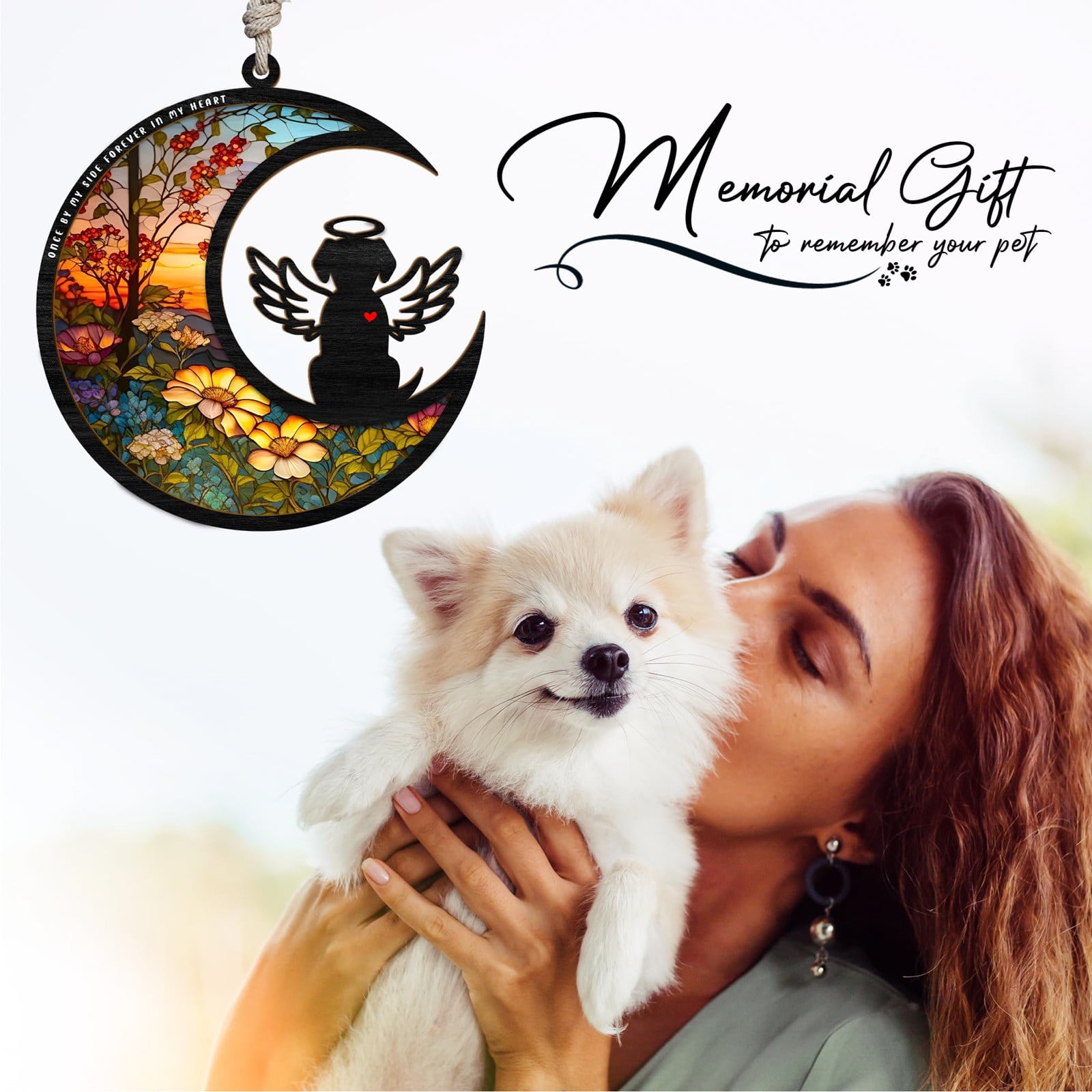 New Year Set Dog Memorial Suncatcher For Windows Stained Glass Pet ...
