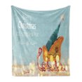 thumbnail image 1 of New Year Soft Flannel Fleece Blanket, Minimal Items Composition of Christmas Trees in an Old Wooden Sled, Cozy Plush for Indoor and Outdoor Use, 60" x 80", Pale Blue Grey Multicolor, by Ambesonne, 1 of 5