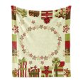 thumbnail image 1 of New Year Soft Flannel Fleece Throw Blanket, Star Shaped Snowflakes with Ornamental Boxes Abstract Christmas, Cozy Plush for Indoor and Outdoor Use, 50" x 60", Green Brown Pale Green, by Ambesonne, 1 of 5