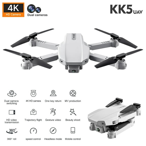 New Year Toys Kk5 Wifi Fpv With 4K Hd Dual Camera Altitude Hold Mode Foldable Drone Quadcopter As Shown 22.5*17.5*7.5 Cm