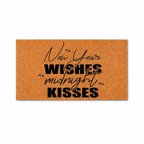 New Year Wishes, Midnight Kisses - Brown Coir PVC Outdoor Doormat (16x24 inches) 3500