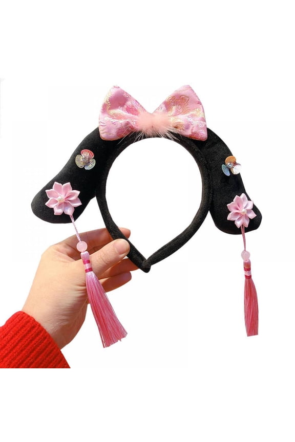New Year's Chinese Style Flower Tassel Lattice Hair Ornament Children's Hair Hoop Tang Suit Headband