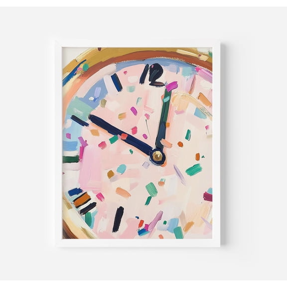 New Year's Clock Art Poster Colorful Midnight Decor, Unframed Poster Size 24x36 F03.1.19l924