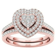 TUSCOM New Year's Deals!Aimik Zircon 2-Piece Heart-Shaped Ring, Elegant Jewelry Bridal Diamond Elegant Wedding Ring,Silver&Gold&Rose Gold Ring Diamond Microinlaid Jewelry