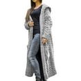 thumbnail image 1 of New Year's Deals!GATXVG Ankle Length Coats for Women Chunky Knit Sweater with Hood Long Sleeve Open Front Warm Long Cardigans with Pockets on Clearance, 1 of 4