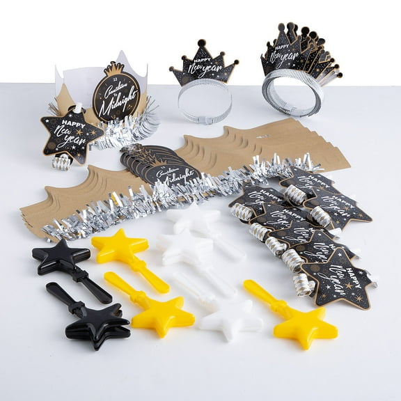 New Years Eve Black & Gold Crown Party Kit for 50, Party Supplies, New Year's, 125 Pieces