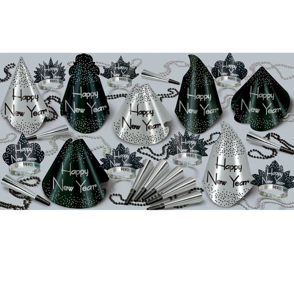 New Year's Eve Party Kit Sparkling Silver 50-Person Kit