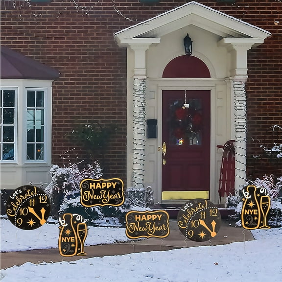 New Years Eve Sidewalk Signs, Party Decor, New Year's, 6 Pieces