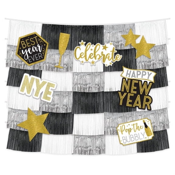 New Year's Fringe Backdrop with Cutouts