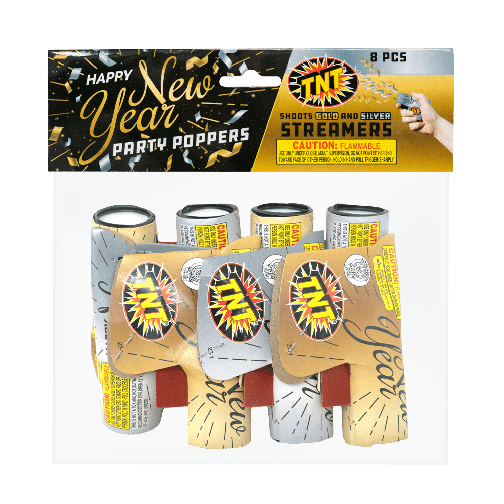 New Year's Magnum Popper, TNT Fireworks, Gold and Silver Confetti