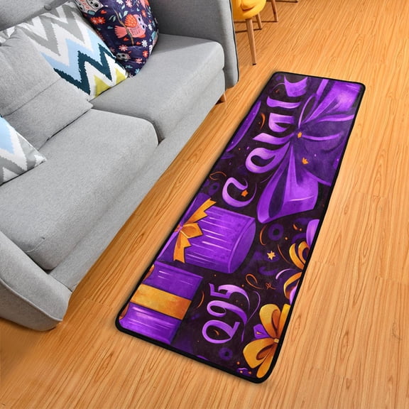 New Year's Purple Gift Elegant Area Rug 72" x 24" Non-Slip Polyester with Cotton Padding