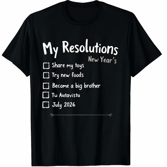 New Year’s Resolutions Personalize Reveal Announcement Tee Custom 2026 Sibling Reveal Outfit Graphic Tee T-Shirt for Men Women